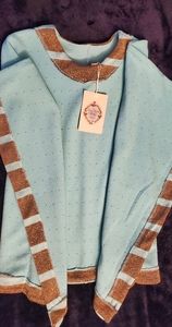 Mia Belle Baby Couture Blue & Gold Girls Poncho